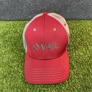 Vail Colorado Hat Baseball Cap Embroidered Burgundy Grey Jersey Mesh